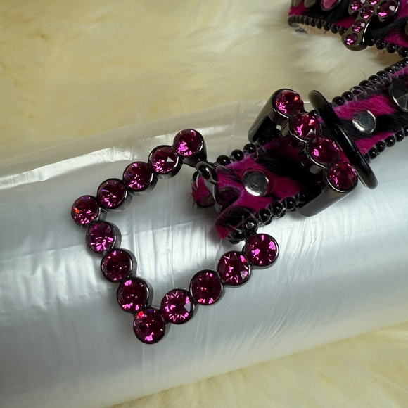 NWOT - Hot Pink and Black b.b. Simon Cross Motif Swarovski Crystal Dog Collar XL - Picture 10 of 12